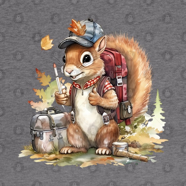 Watercolor Adventure Squirrel #4 by Chromatic Fusion Studio